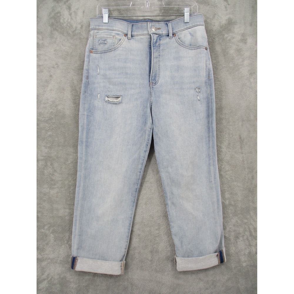 Express Jeans Womens 10 Mom Super High Rise Stretch Denim Light Wash Casual Blue